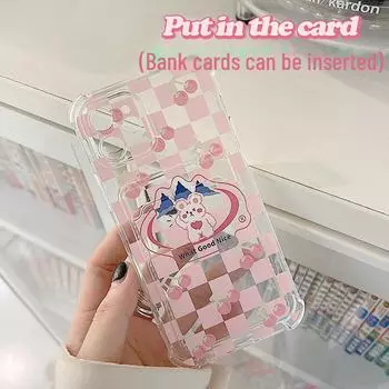 Zhitai iPhone Case: 16 Pro Max Card Holder, 15 Pro Pink Bear, XS Max Cartoon X iPhone 15 Pro