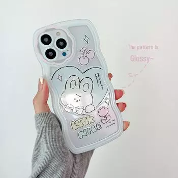 Zhitai iPhone Case: Varnish Flower Hole Design, Compatible with iPhone 14 Pro, 13 Pro Max, 12 - Transparent Silicone iPhone 13