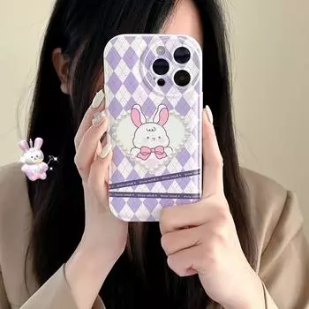 Zhitai Rabbit Cartoon iPhone 15/14Pro, защитный чехол Oppo Air Cushion для мобильного телефона (11/12) iPhone 13 Mini