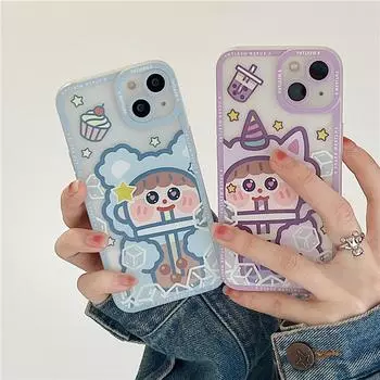 Zhitai Transparent Angel Eyes iPhone 15 Case: Compatible with iPhone 13/14, Cartoon Animal Design, XXS Size. iPhone 11 Pro
