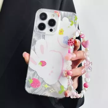 Zhitai Transparent Feather Yarn iPhone Case - Compatible with iPhone 12, 13 Pro, 14, 15, and 16 Pro, with Bracelet Feature iPhone 13/14