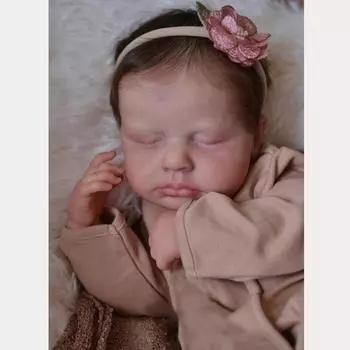 Живая 19-дюймовая полностью силиконовая кукла реборн, спящая Лулу, 3D роспись, настоящая кукла для новорожденных, игрушка для девочек и мальчиков, детский подарок на праздник Full silicone girl