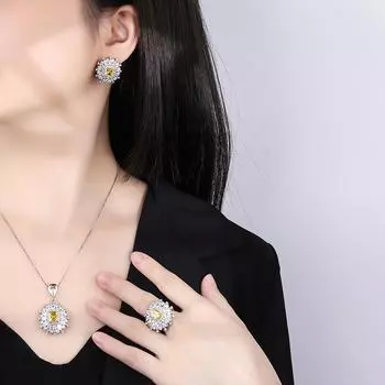 Живая S925 Серебряная игла Популярные имитационные ювелирные аксессуары, Золотые бриллианты Мода Женщины