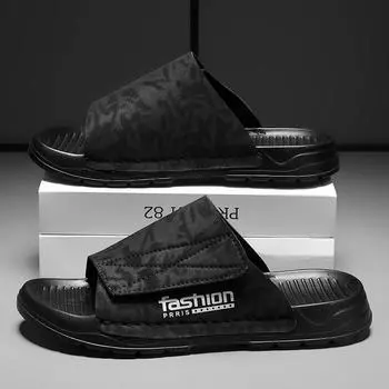 Живите 2024 годом, наступите на дерьмо, одно слово, перетащите летний прилив с высококачественной мягкой подошвой, спортивные пляжные тапочки Guochao для мужчин 39 чёрный