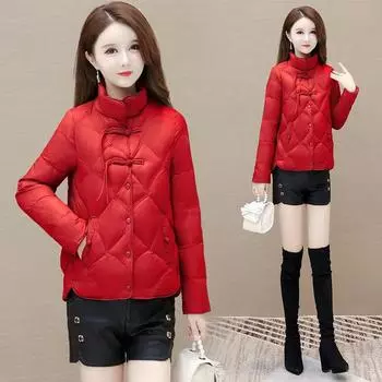 Живите новые короткие хлебные одежды хлопковая одежда женская в китайском стиле свободная и универсальная с капюшоном пуховая хлопковая одежда L recommends less than 52.5 kg чёрный