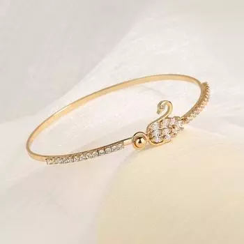 Живой модный браслет с инкрустацией цирконом в виде лебедя для женщин, легкий роскошный Instagram, шампанское, милый и сладкий браслет для девочек Adjustable size