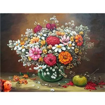 Картина DIY Современная картина маслом Ручная краска Холст Картина Украшение дома Цветок Настенное искусство 20X30CM
