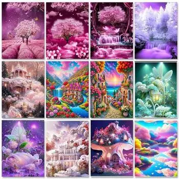 Живописная алмазная картина «Замок Розы» своими руками, алмазная картина, вышивка крестом, украшение для спальни, картина в подарок Full Round 20x30CM