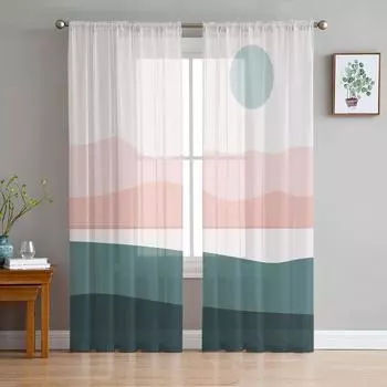 Живописный закат на вершине горы, прозрачные шторы для гостиной, современные вуалевые шторы для спальни, тюль, занавески для окон, декор W135 x H114cm