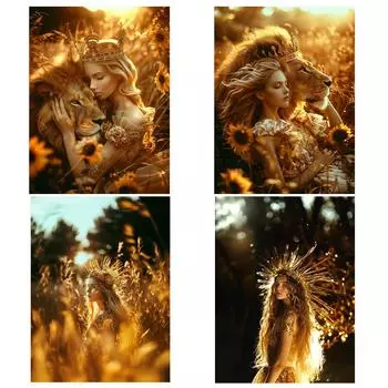 Животное 5DDIY Алмазная картина Лев и девочка Картина Ювелирные изделия Вышивка крестом Вышивка Мозаика Украшение для дома Подарок Full Round 20x30CM