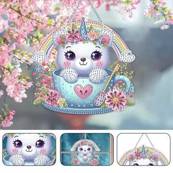 Животное Алмазная картина Искусство Подвеска Акриловая Алмазная картина Подвесной Декор Алмазный рисунок Подвесной орнамент для ребенка DIY Craft