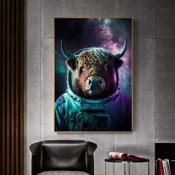 Животное Астронавт Аль Картина Причудливое Настенное Искусство Холст Печати Плакат Существо Вселенная Картина для Гостиной Домашний Декор Cuadros 21x30cm No Framed