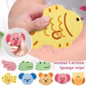 Животное Детская ванна Хлопок Древесная целлюлоза Губка Детская мультфильм Банное полотенце Хлопок для ванны Салфетка для ванны Древесная целлюлоза Хлопок One Size