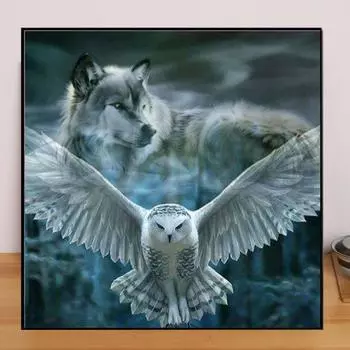 Животное DIY 5D Алмазная картина Летающая Сова Алмазная вышивка Полный набор аниме Наборы для вышивки крестом Домашний декор Подарок ручной работы Round 25x25cm