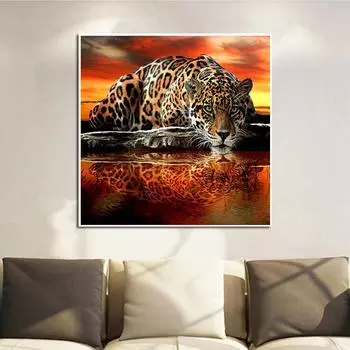 Животное DIY 5D алмазная живопись Пейзаж Леопард Алмазная вышивка полный набор аниме наборы для вышивки крестом домашний декор подарок ручной работы Round 25x25cm