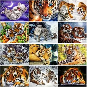 Животное DIY 5D алмазная живопись вышивка крестиком Тигр Алмазная вышивка полная круглая мозаика из смолы стразы ручной работы подарок на праздник Full Round 20x30CM
