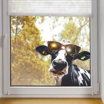 Животное Голова Коровы Стеклянное Окно Домашний Ландшафтный Дизайн Наклейка На Стену Электростатический УФ 25*29CM/fun-f33