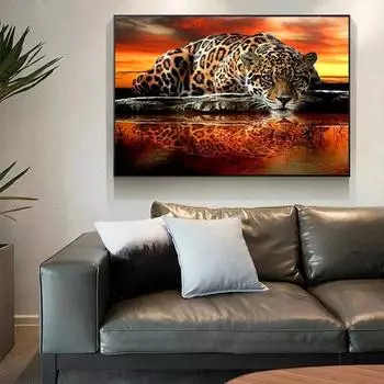 Животное Искусство Плакат Властный Леопард Настенная Картина Печать на Холсте Картина Мода Домашнее Украшение Гостиная Спальня Декор Без Рамки 30x45cm No Frame