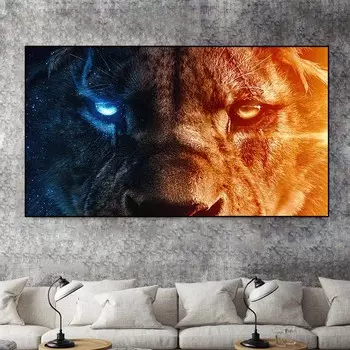 Животное Король леса Лев Холст Картина Абстрактные глаза Плакаты и принты Настенная картина Гостиная Домашний декор без рамки 20cm40cm NoFrame