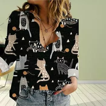 Животное Красивая Бабочка Принт Женская Блузка Весна Осень Сорочка Femme Офисная Дама Пуговица Отложной Воротник Рубашки Женские Блузки Femme XS белый