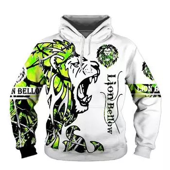 Животное Лев 3D Печатный Модный Мужской Толстовка Harajuku Уличный Пуловер Унисекс Повседневный Свитшот S