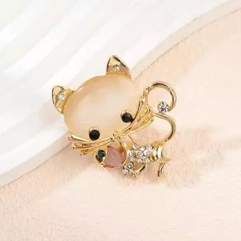 Животное Милый Кот Стразы Брошь Персонализированный Креативный Котенок Корсаж Костюм Аксессуары Воротник Pin Out