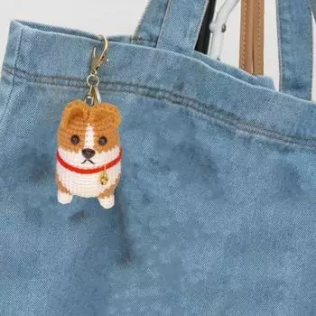 Животное Подвеска Вязание крючком Реалистичная форма щенка Декор колокольчика Мягкий эластичный брелок из нержавеющей стали Сумка на плечо Школьная сумка Украшение Подвеска Dog