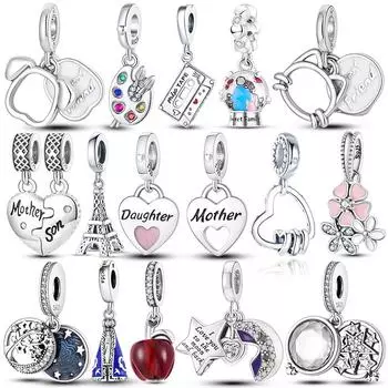Животное Радуга Сердце Дейзи Звезда Яблоко Серебро 925 Висячие Подвески Подходит Женский Браслет Для Тонкого Ожерелья С Подвеской