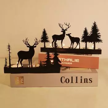 Животное Рождество Железный Металл Лось Дерево Подсвечник Творческие Поделки Подарки Украшения для Дома Украшения