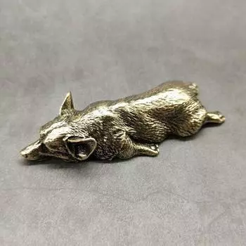 Животное Собака Украшение для рабочего стола Чистая медь Вельш Корги Щенок Миниатюрная кукла Украшения Поделки Орнаменты 1pcs