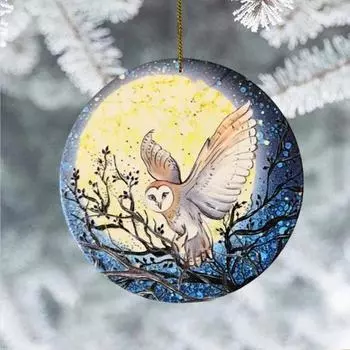 Животное украшение 2D Плоский акриловый кулон Животное под луной Подвесное украшение для рождественских елок Окна Стены 1pc Wolf