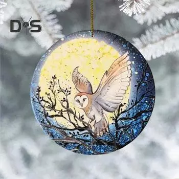 Животное украшение 2D Плоский акриловый кулон Животное под луной Подвесное украшение для рождественских елок Окна Стены 1pc Deer