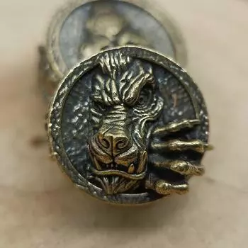 Животное Волк Воины Голова Скульптура Латунный Паракорд Бусина Шнурок Брелок Подвеска Ювелирные Изделия Аксессуары EDC Инструмент Для Отдыха Подвески латунный