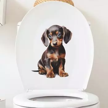 Животные 3D Моделирование Собака Ванная Комната Туалет Туалет Наклейки На Стены 23*29CM/fun-m54