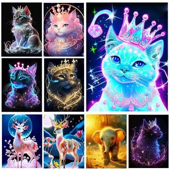 Животные 5D алмазная роспись кошка олень слон алмазная мозаика набор с квадратной/круглой вышивкой DIY декоративный подарок Full Round 20x30CM