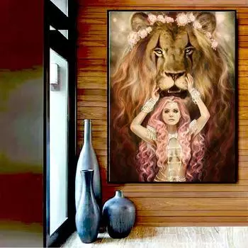 Животные Алмазная картина Королева Льва Мозаика DIY Алмазная картина Лев Ангел Вышивка крестиком 20X30CM