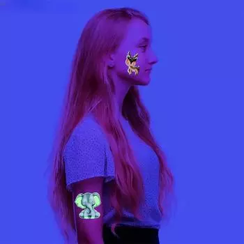 Животные джунглей Флуоресцентная татуировка нашивка Сафари День рождения Украшения Wild One Подарки на день рождения в джунглях Детский душ