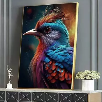 Животные джунглей, холст, картина, настенная живопись, лев, обезьяна, фламинго, панда с тропическими растениями, печать плакатов для гостиной, домашний декор, без рамки 21*30cm