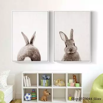 Животные кролик хвост кролика стены книги по искусству холст картины плакаты на скандинавскую тему и принты настенные панно декор для детской комнаты 21cm30cm NoFrame