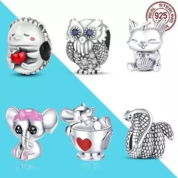 Животные Насекомые Коллекция Собака 925 Серебряных Подвесок Из Бисера Подходит Оригинальный Модный Браслет Diy Женские Ювелирные Изделия Подарок