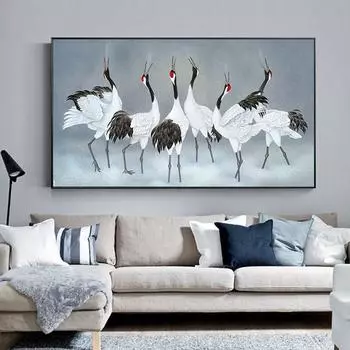 Животные Птица Журавль Танцующие Плакаты и принты Холст Картина Домашний Декор Стены Искусства Картины Для Гостиной Спальни БЕЗ РАМКИ 20cm40cm NoFrame