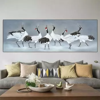 Животные птицы журавли танцующие плакаты и принты холст живопись домашний декор настенные художественные картины для гостиной спальни без рамки 20*40cm