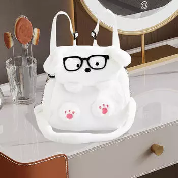 Животные рюкзаки милый плюшевый сумка плечо мультфильм легкий школьный рюкзак собака белый