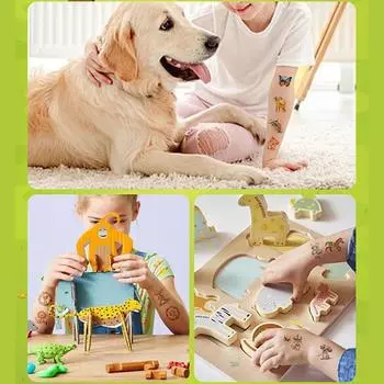 Животные Татуировки Наклейки Лес Сафари День Рождения Декор Тема Джунглей Дикие Дети Искусство Татуировки Наклейки