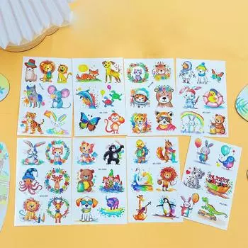 Животные Татуировки Наклейки Лес Сафари День Рождения Декор Тема Джунглей Дикие Дети Искусство Татуировки Наклейки N6