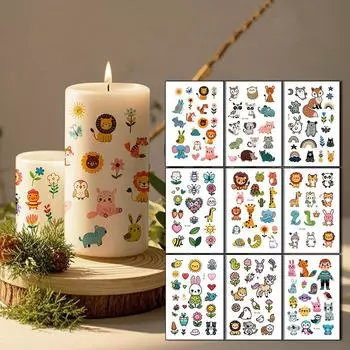 Животные Татуировки Наклейки Лес Сафари День Рождения Декор Тема Джунглей Дикие Дети Искусство Татуировки Наклейки N11