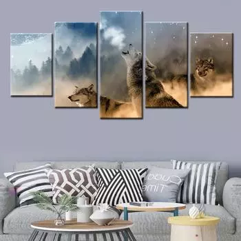 Животные волк фон психоделический плакат настенная картина для домашнего декора холст книги по искусству печать комната рамки подарок 20x35 20x45 20x55cm