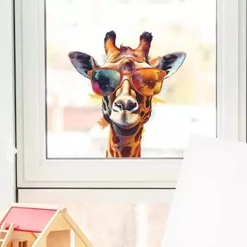 Животные жираф спальня гостиная стеклянные двери и окна стены украшают декоративные настенные наклейки 27*29CM/fun-f44