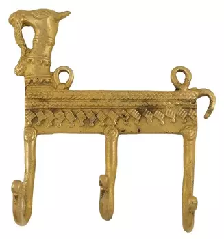 Животный дизайн декоративный настенный крючок организатор латунный металлический подвесной крюк пальто 5 X 4.5 Inches золотой