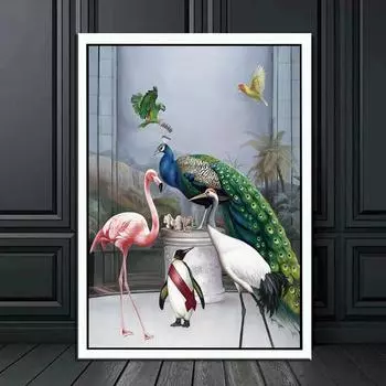Животный мир, художественные настенные постеры и фрески, павлин, зебра, слон, журавль, приключения, скандинавское украшение для дома, печать, холст, живопись 21x30cm No Frame